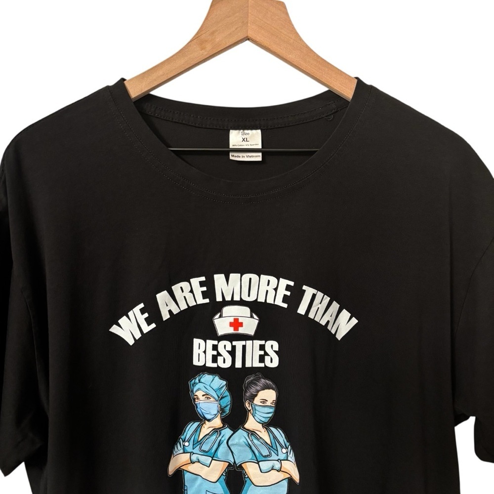 Nurses Graphic T-Shirt Size XL Short Sleeve Nursing Medical Work Bestie Stretch - Picture 3 of 14